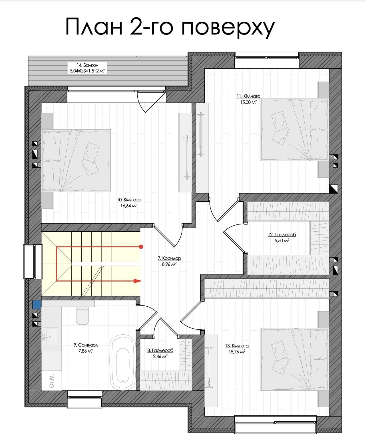 План-проект таунхауса Chelsea Town в Івано-Франківську: другий поверх
